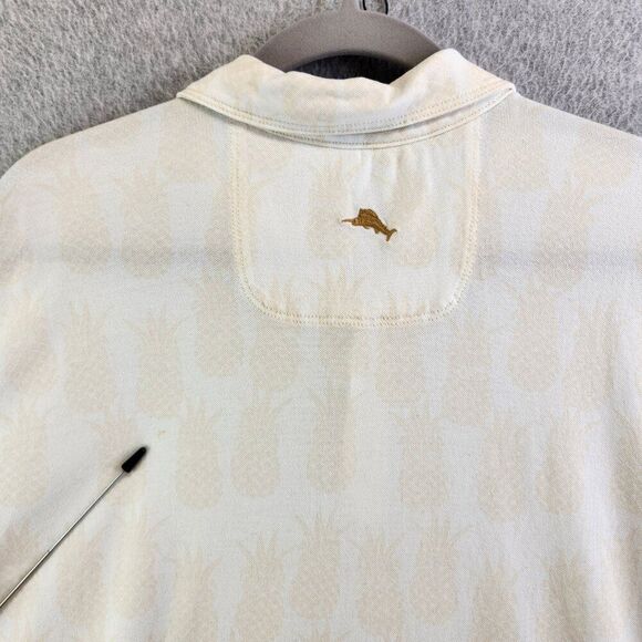 Tommy Bahama Shirt Mens XXL Yellow Pineapples Polo Resortwear Tropical Vacation - Picture 8 of 15